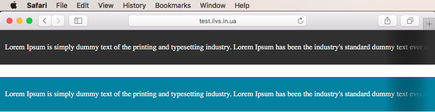 Example of result on Safari