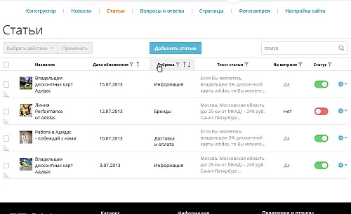 Верстка личного кабинета пользователя